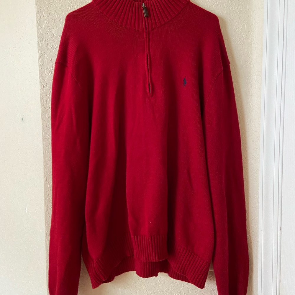 Pollo Red Men’s Quarter Zip Sweater